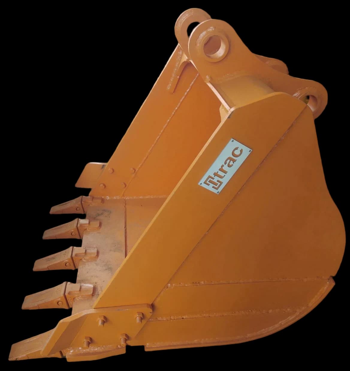 Bucket excavator oranye dengan lima kuku